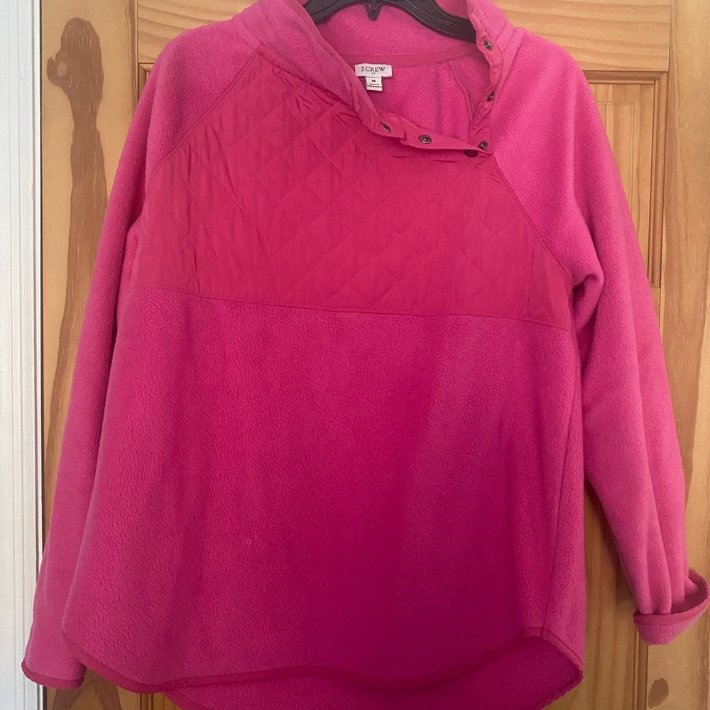 J Crew hot pink scuba neck fleece